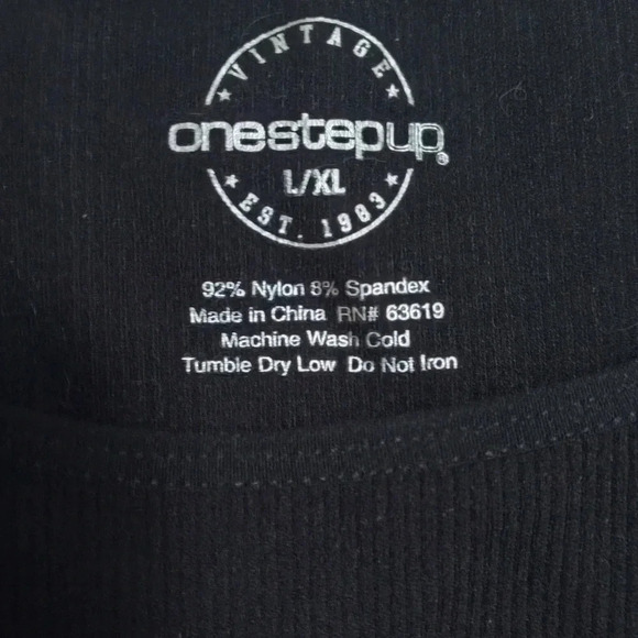One Step Up Vintage Black Ribbed Stretch Seamless Tank Top Size Large/XL - Picture 5 of 5